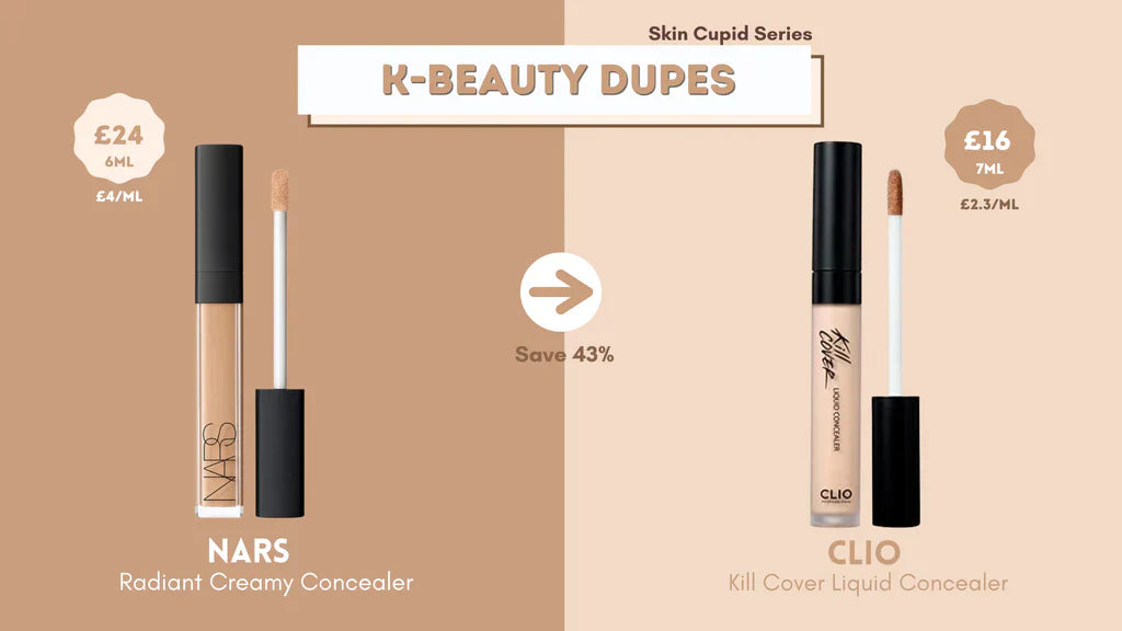 K-Beauty Dupes: CLIO Kill Cover Liquid Concealer vs NARS Radiant Creamy Concealer