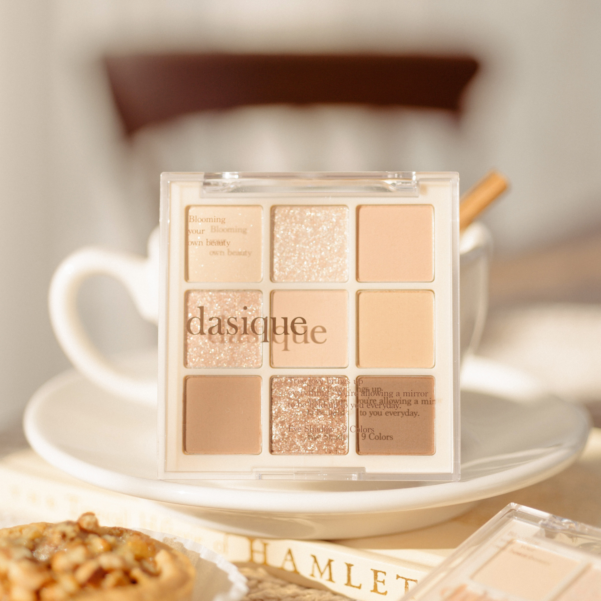 DASIQUE Shadow Palette #07 Milk Latte with a cup of coffee