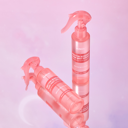 KUNDAL Protein Bonding Care Hair Mist Serum Violet Muguet (150ml) pink background